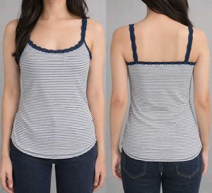 Striped Lace Trim Cami Tank Top