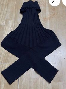 Unique and Rare Black Ribbed Knit Bodysuit