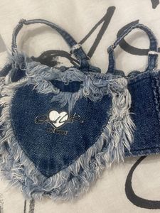 Denim Heart Bikini Top
