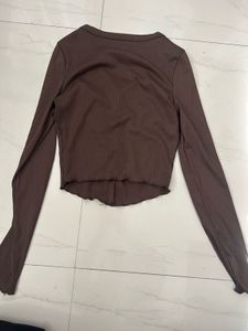 Ribbed Button Front Cropped Cardigan