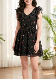 Princess flaps Black Mini Dress
