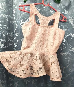 Elegant peach colour Lace Peplum Top