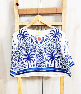Boho Palm Print Cropped Top si,e-44