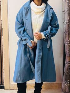 Stylish Blue Trench Coat