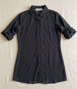 Sheer Black Button-Up Shirt