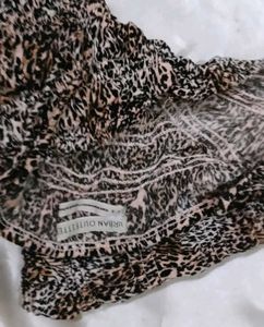 Leopard Print Smocked Crop Top