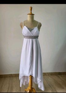 Elegant White High-Low Dress