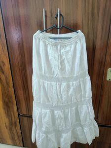 White Tiered Boho Maxi Skirt