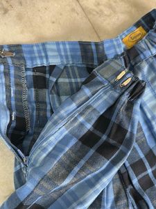 Girl’s  Blue Plaid Skorts, Divider Skirts For Twin