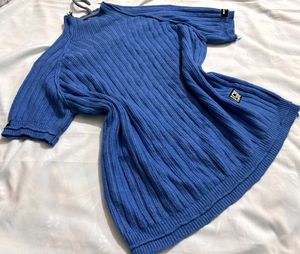 🎁Cozy Blue Ribbed Knit Sweater O