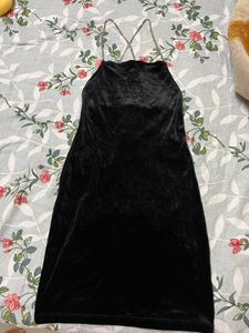H&m Black Velvet Dress with Chain Straps