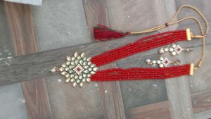 Stunning Red Beaded Necklace Set