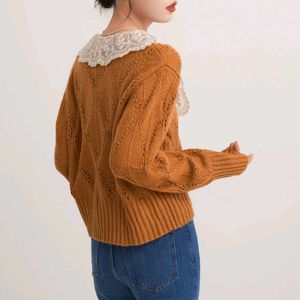 Lace Collar Knit Cardigan