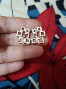 Geometric Square Stud gold plated