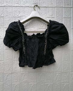 New with tag Chic Black Puff Sleeve Top