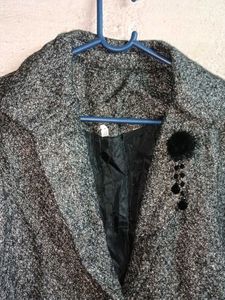 Stylish Gray Textured Coat Long