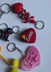 Cute Emoji &amp; Heart Keychains 10 pcs set