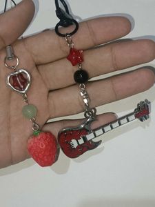 Cute Guitar &amp; Strawberry charm