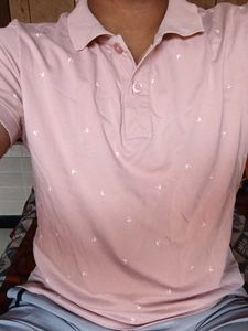 Pink Polo Shirt with Sailboat Pattern