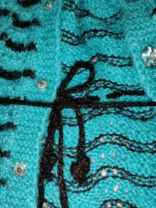 Teal &amp; Black Striped Knit Cardigan