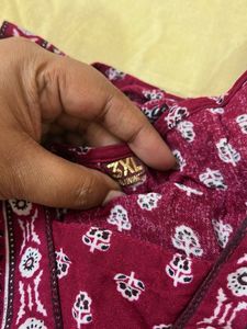 Maroon Printed Kurta 3xl