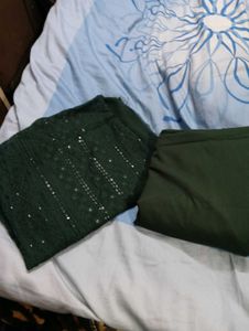 Bottle Green Sequence Work Suit