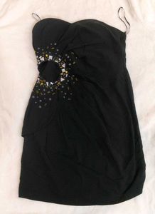 Black Embellished Strapless Dress