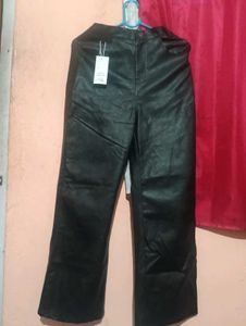 Faux Leather Wide Leg Pants
