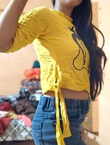 Yellow Cat Print Top