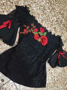 Black Lace Off-Shoulder top