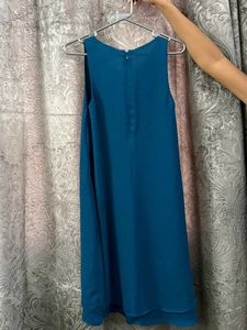 Elegant Teal Blue Sleeveless Dress