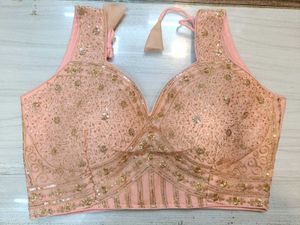 Peach & Gold Embellished Blouse