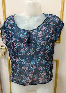 Sheer Floral Print Top