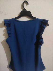 Stylish Blue Cap Sleeve Top
