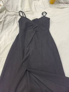 Stylish Black Knot Front Mini Dress