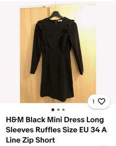 (H&amp;M) Chic Black Ruffle Mini Dress