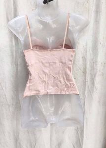 I. Vintage Style Pink Lace Trim Cami Top