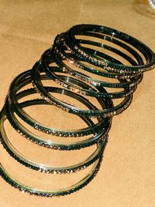 Sparkling Green Bangles Set of 11