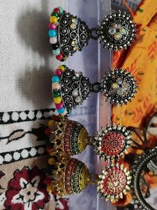 Boho Jhumka Earrings Set
