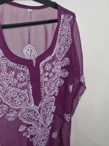 Beautiful Embroidered Purple Kurta