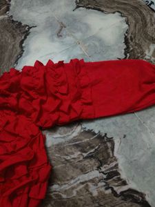 Red Ruffled Sleeve top