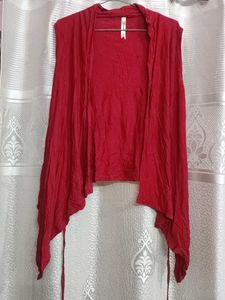 Red Sleeveless Cardigan