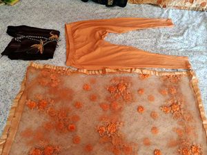 Maroon Kurta Set with Orange Dupatta