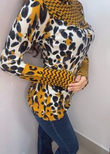 Leopard Print Mock Neck Top