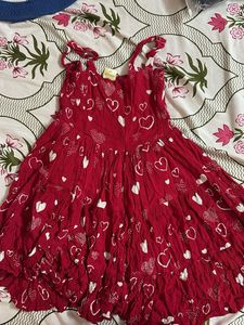 Cute Red Heart Print Summer Dress