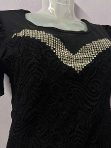 Chic Black Embellished Top