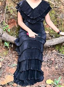 Black Tiered Ruffle Gown