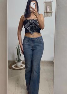 Black Bandana Print Crop Top