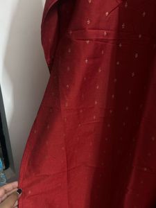 Elegant Maroon Kurta with Embellished Neckline