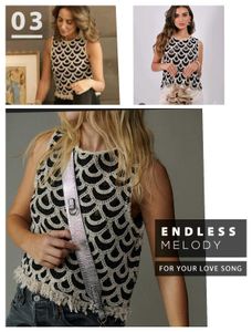 crochet Black & White Patterned Sleeveless Top